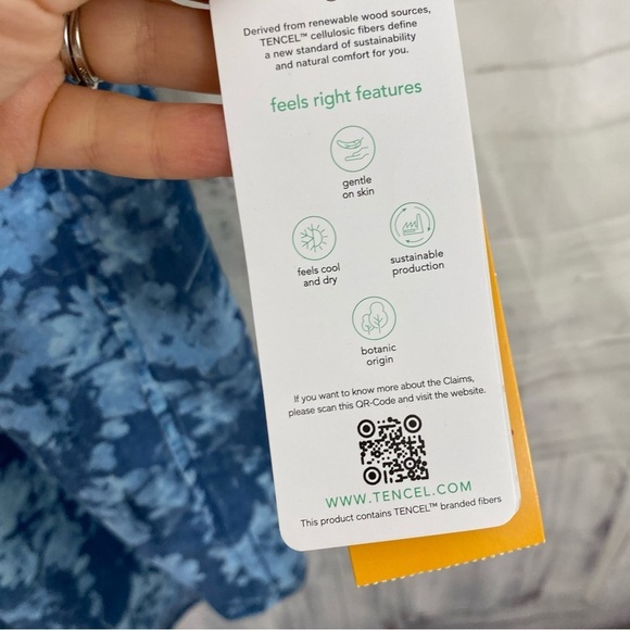 Ruby Rd Size PM Petite Medium Blue Shift Dress Floral 3/4 Sleeve Off Shoulder - Picture 7 of 8